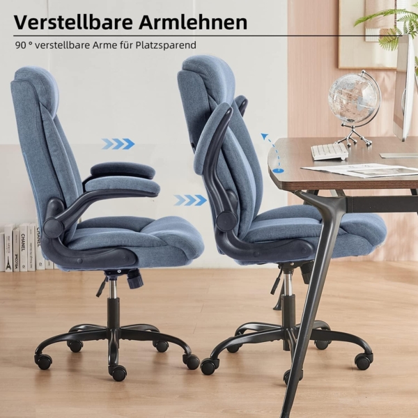 Ergonomischer Bürostuhl mit hochklappbarer Armlehne, höhenverstellbar, navy blau Bild 6
