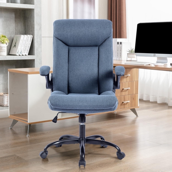 Ergonomischer Bürostuhl mit hochklappbarer Armlehne, höhenverstellbar, navy blau Bild 2