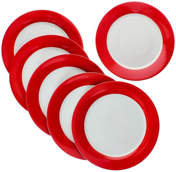 MamboCat Speiseteller 6er Set Variant Rot Speiseteller Ø27cm bunte große Ess-Teller
