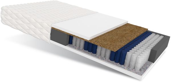 Matratze 120x200 VITORIA Taschenfederkern 7 Zonen H3 H4 18 cm Kokos HR Schaum Polyurethanschaum Jersey