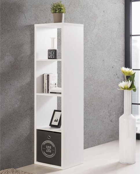 Finori 'Max' Regal, Bücherregal, weiß, mit 4 Fächern, ca. 141 cm