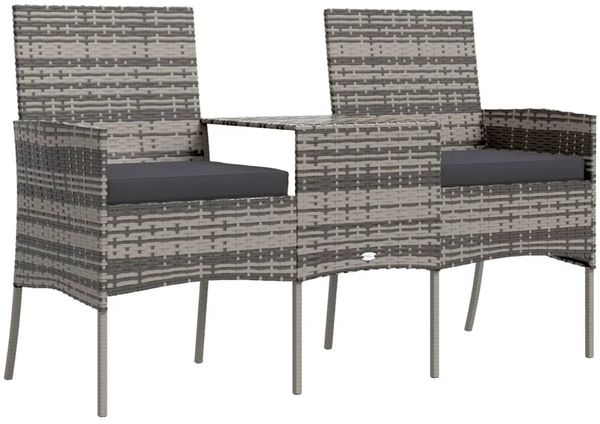 vidaXL 2-Sitzer-Gartensofa mit Teetisch Poly Rattan Anthrazit 317624 Bild 2