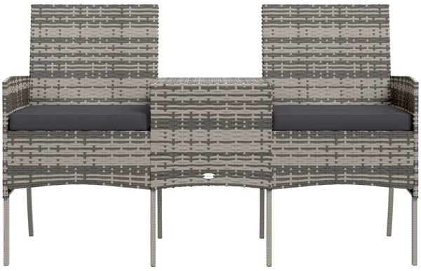 vidaXL 2-Sitzer-Gartensofa mit Teetisch Poly Rattan Anthrazit 317624 Bild 3