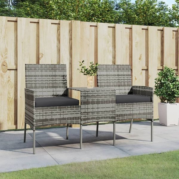 vidaXL 2-Sitzer-Gartensofa mit Teetisch Poly Rattan Anthrazit 317624
