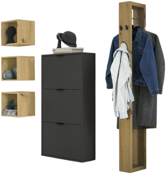 Garderobe Erna 166x32x187 Anthrazit matt Lack 90110