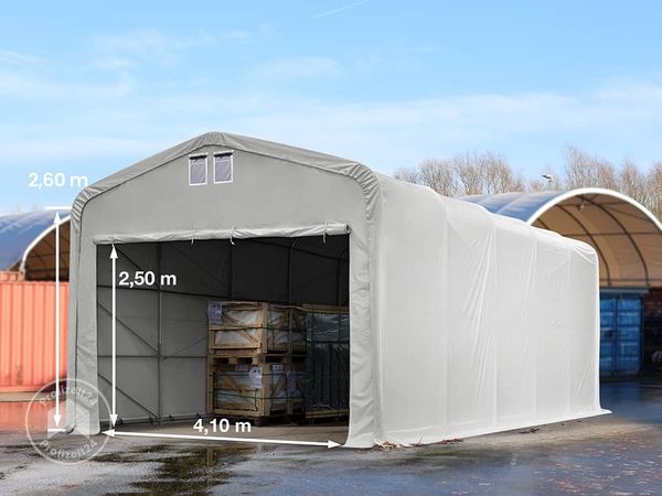 TOOLPORT Standsicheres Lagerzelt 5x10 m Weidezelt PVC Plane 850 N grau 100% Wasserdicht