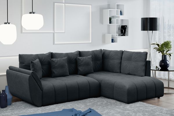 AX LIVING Kayseri Eckschlafcouch mit Bettkasten 268 cm grau