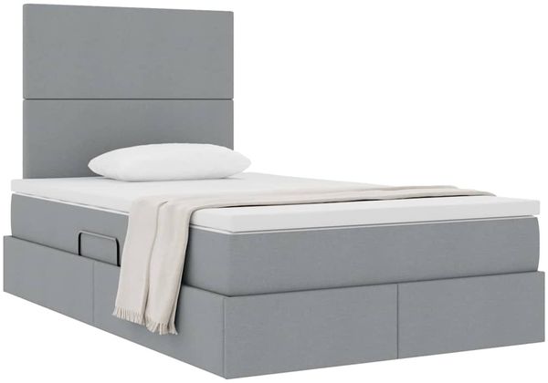 vidaXL Aufbewahrungsbett mit Matratze Hellgrau 120 x 190 cm Stoff 3371703 Bild 3