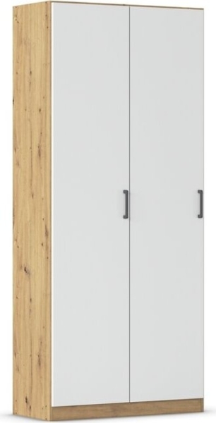 rauch Allrounder, Garderobenschrank, Mehrzweckschrank, 2-türig, mit 4 Einlegeböden, Farbe Weiß/Eiche Artisan, BxHxT 91x210x41cm Bild 3