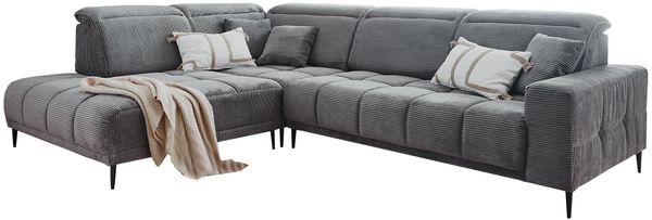 Ecksofa Luan / Livorno, Stoff, Grau, 317 x 107 x 230 cm