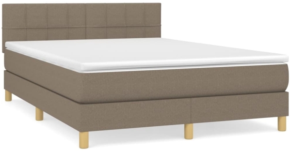 vidaXL Boxspringbett mit Matratze Taupe 140x190 cm Stoff 3140613