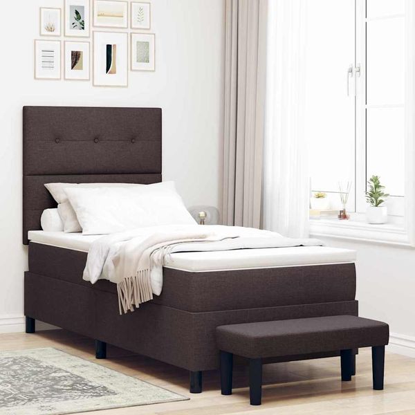 vidaXL Boxspringbett mit Kopfteil Dunkelbraun 90 x 200 cm Stoff 3344040