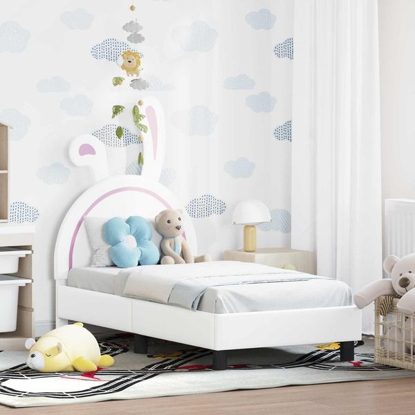 vidaXL Kinderbettgestell mit Kopfteil Weiß 70 x 140 cm PU 42011189