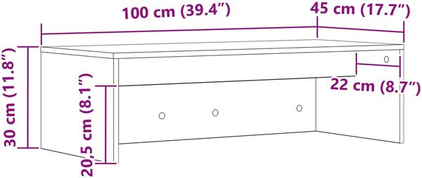 vidaXL Wandtisch Schwarz Eichen-Optik 100 x 45 x 30 cm Holzwerkstoff 891401 Bild 11
