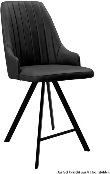 Thekenstuhl drehbar (8er-Set) Diannah 52x108x60 Schwarz/Anthrazit
