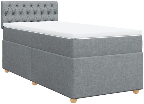 vidaXL Boxspringbett mit Matratze Hellgrau 100x200 cm Stoff 3288898 Bild 3