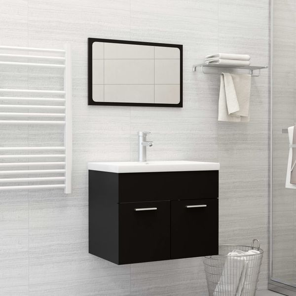 vidaXL Badmöbel-Set Schwarz Holzwerkstoff 3071316