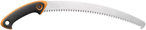 Fiskars Profi Handsäge für frisches Holz, Grobzahnung, Hochwertiges Stahl-Sägeblatt, Inklusive Aufbewahrungsköcher, Schwarz/Orange, SW-330, 1020199