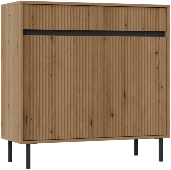 Selsey 'Osaka' Sideboard 2-türig mit 2 Schubladen, Eichenholzoptik 'Evo'ke, ca. 100 x 100 x 40 cm