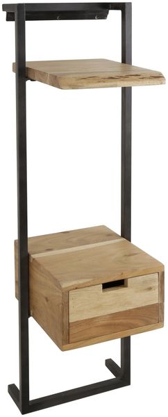 Nachttisch Natredja aus Akazienholz, modern im Industrial-Stil, natur, 1 Schublade und Fach