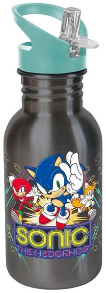 Geda Labels GmbH Trinkflasche Sonic Retro, Türkis, 500ml, ausklappbarer Trinkhalm