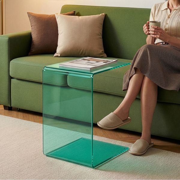 Beistelltisch Trölmapilu Glas 60x40x40 cm Grün [en. casa]