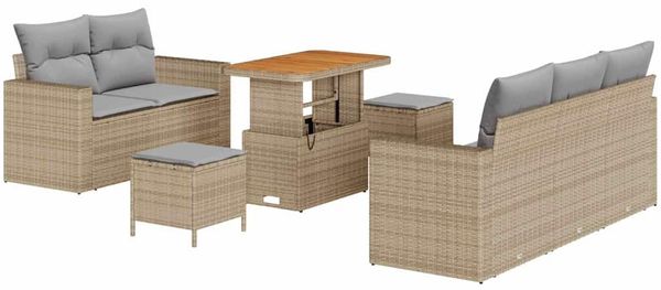 vidaXL Gartensofa-set mit Kissen 8 pcs Beige Poly-Rattan 3361562 Bild 2