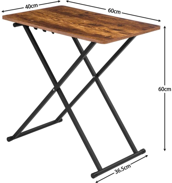 Klappbarer Beistelltisch Industriestil 60x40x60cm Dunkelbraun Bild 3