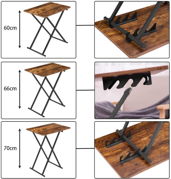 Klappbarer Beistelltisch Industriestil 60x40x60cm Dunkelbraun Bild 4