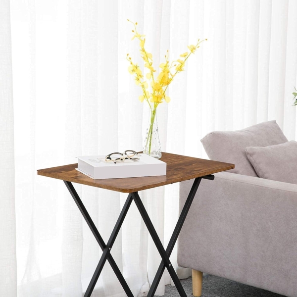 Klappbarer Beistelltisch Industriestil 60x40x60cm Dunkelbraun Bild 6