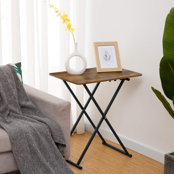 Klappbarer Beistelltisch Industriestil 60x40x60cm Dunkelbraun Bild 2