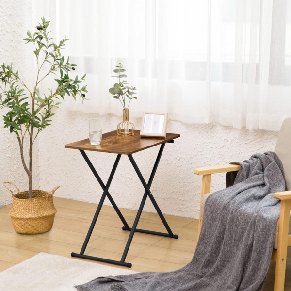 Klappbarer Beistelltisch Industriestil 60x40x60cm Dunkelbraun Bild 8