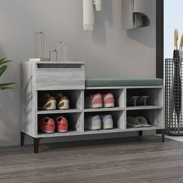 vidaXL Schuhregal Grau Sonoma 102x36x60 cm Holzwerkstoff 821218