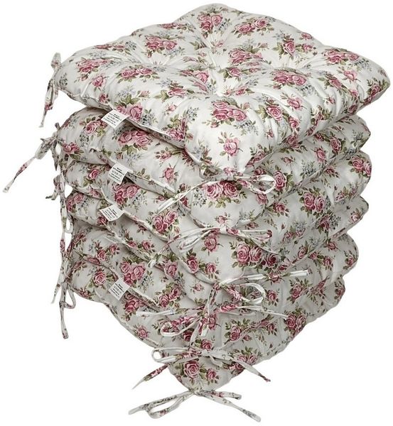 Rattani Sitzkissen Set 6 x Stuhlkissen Sitzkissen Klara 42x42 cm Living Rose, Material Living Rose, extra dicke Füllung