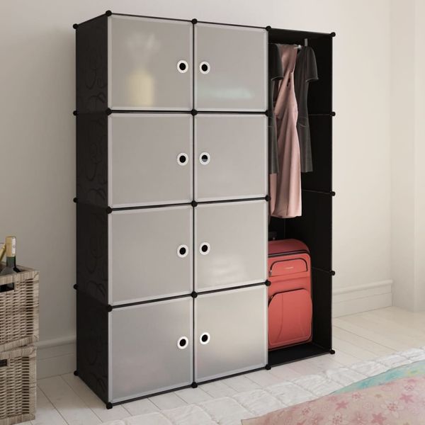 vidaXL Modularer Schrank mit 9 Fächern 109x36,5x143cm Schwarz und Weiß 240497