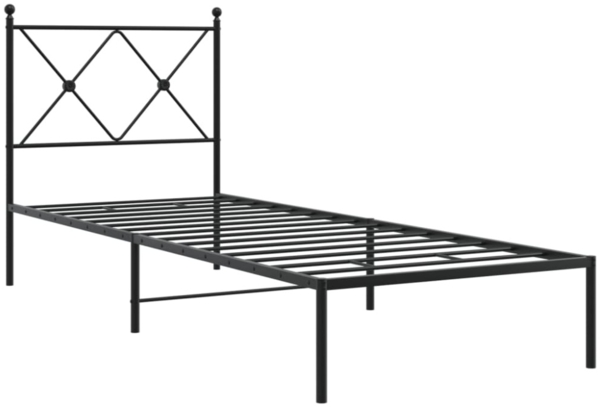 vidaXL Bettgestell mit Kopfteil Metall Schwarz 80x200 cm 376493 Bild 2