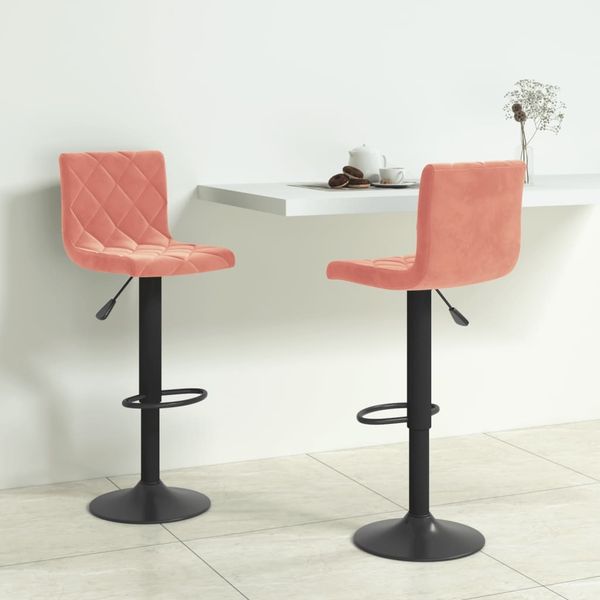 vidaXL Barhocker 2 Stk. Rosa Samt 333736