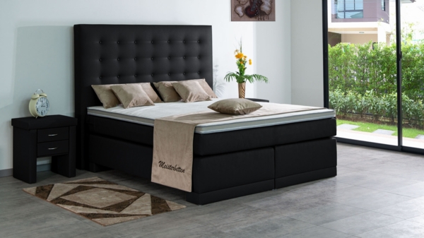 Meisterbetten Boxspringbett Kimm 240x220 in KL-Black, Matratzenbezug Nano, Ergoflex-Topper Bild 3