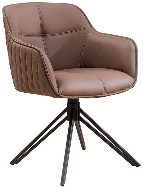 riess-ambiente Polsterstuhl EUPHORIA braun / schwarz (Einzelartikel, 1 St), Esszimmer · Echtleder · Metall · mit Armlehne · 180° drehbar · Retro