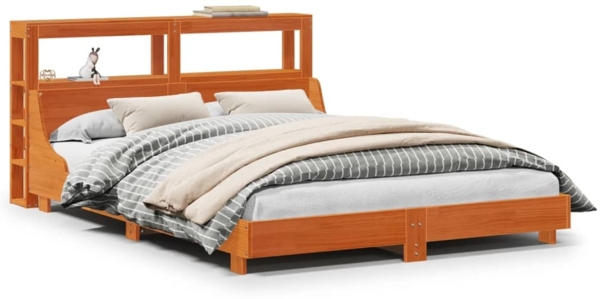 vidaXL Massivholzbett ohne Matratze Wachsbraun 140x200 cm Kiefernholz 3306422