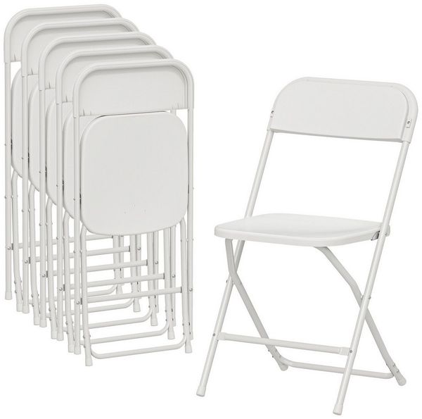 HOMCOM Klappstuhl faltbare Stühle, Stahlrahmen, vielseitig einsetzbar (Bürostuhl, 6 St), für Esszimmer, Wohnzimmer, Weiß
