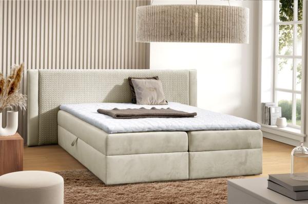 Boxspringbett Schlafzimmerbett CEDRIC 140x200cm Stoff Magic Velvet Creme