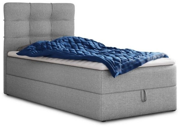 Boxspringbett Best Mini mit Bettkasten und Matratzentopper - Einzelbett mit Bonell-Matratze und Topper, Polsterbett, Bett, Schlafzimmer (Grau (Inari 91), 100 x 200 cm) Bild 4