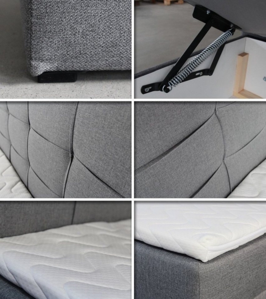 Boxspringbett Best Mini mit Bettkasten und Matratzentopper - Einzelbett mit Bonell-Matratze und Topper, Polsterbett, Bett, Schlafzimmer (Grau (Inari 91), 100 x 200 cm) Bild 3