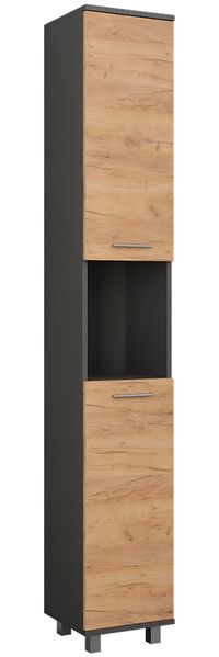 Hochschrank Ilias Anthrazit/Goldkraft Eiche 30.2 x 190 cm mit 2 Türen Vicco