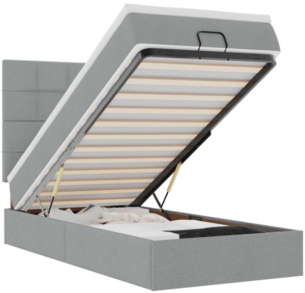 vidaXL Ottoman-Bett mit Matratze Hellgrau 90x190 cm Stoff 3313119