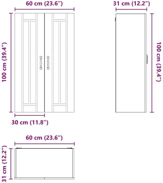 vidaXL Wandschrank LUCCA Weiß 60 x 31 x 100 cm Holzwerkstoff 885135 Bild 12