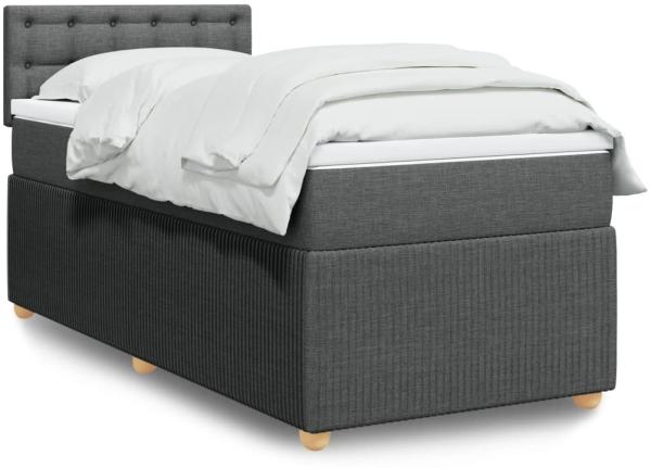 vidaXL Boxspringbett mit Matratze Dunkelgrau 100x200 cm Stoff 3289682