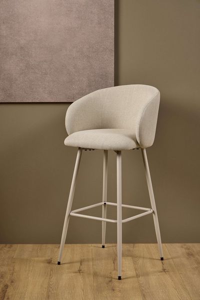 ACTONA GROUP Barhocker Eleanor (Set, 2 St, 2 Stk), Barhocker, Basel beige, Gestell grau rau, 2 Stk