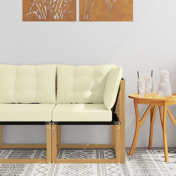 vidaXL Outdoor Ecksofa Massivholz Akazie und Textilene Stoff Weiß 901605